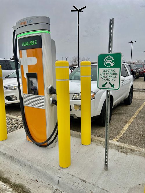 Electric charger in parking lot